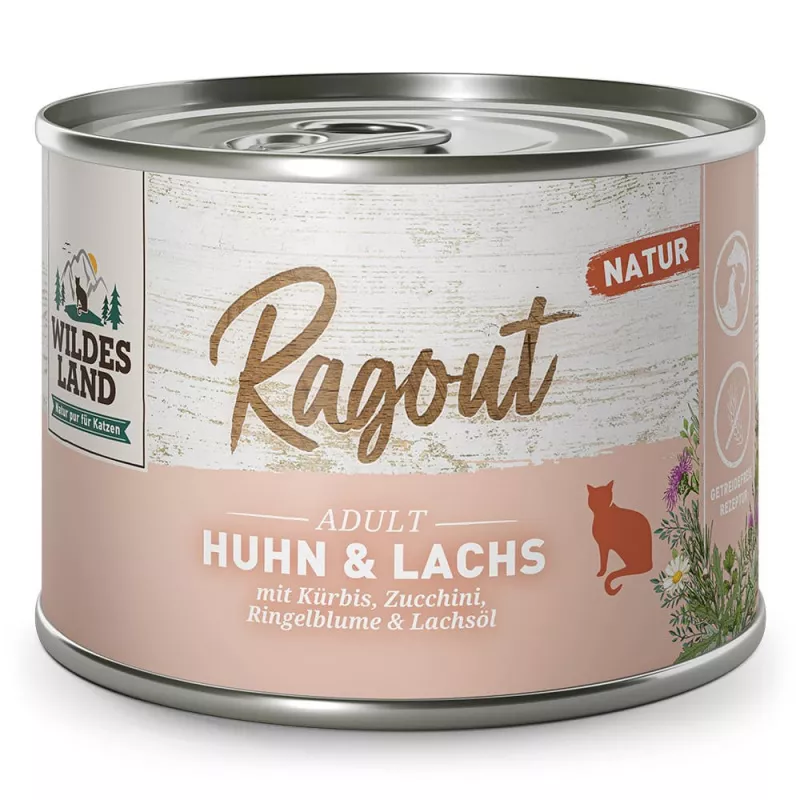 Wildes Land Nassfutter Ragout Huhn & Lachs mit Karotten 180g